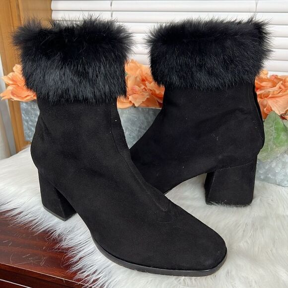SCHUTZ Ketlyn Fur Trim Suede Boots Sz 10 - Picture 2 of 14